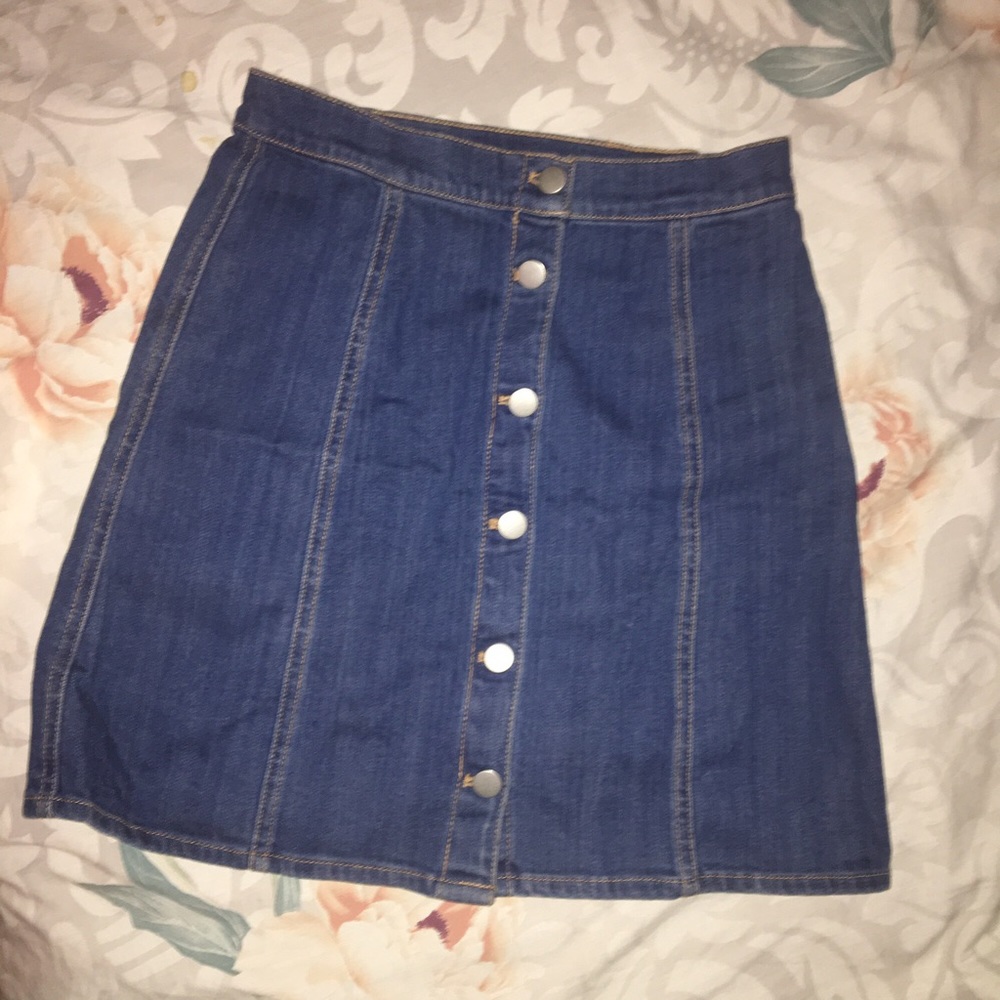 Button Down Denim Mini Skirt